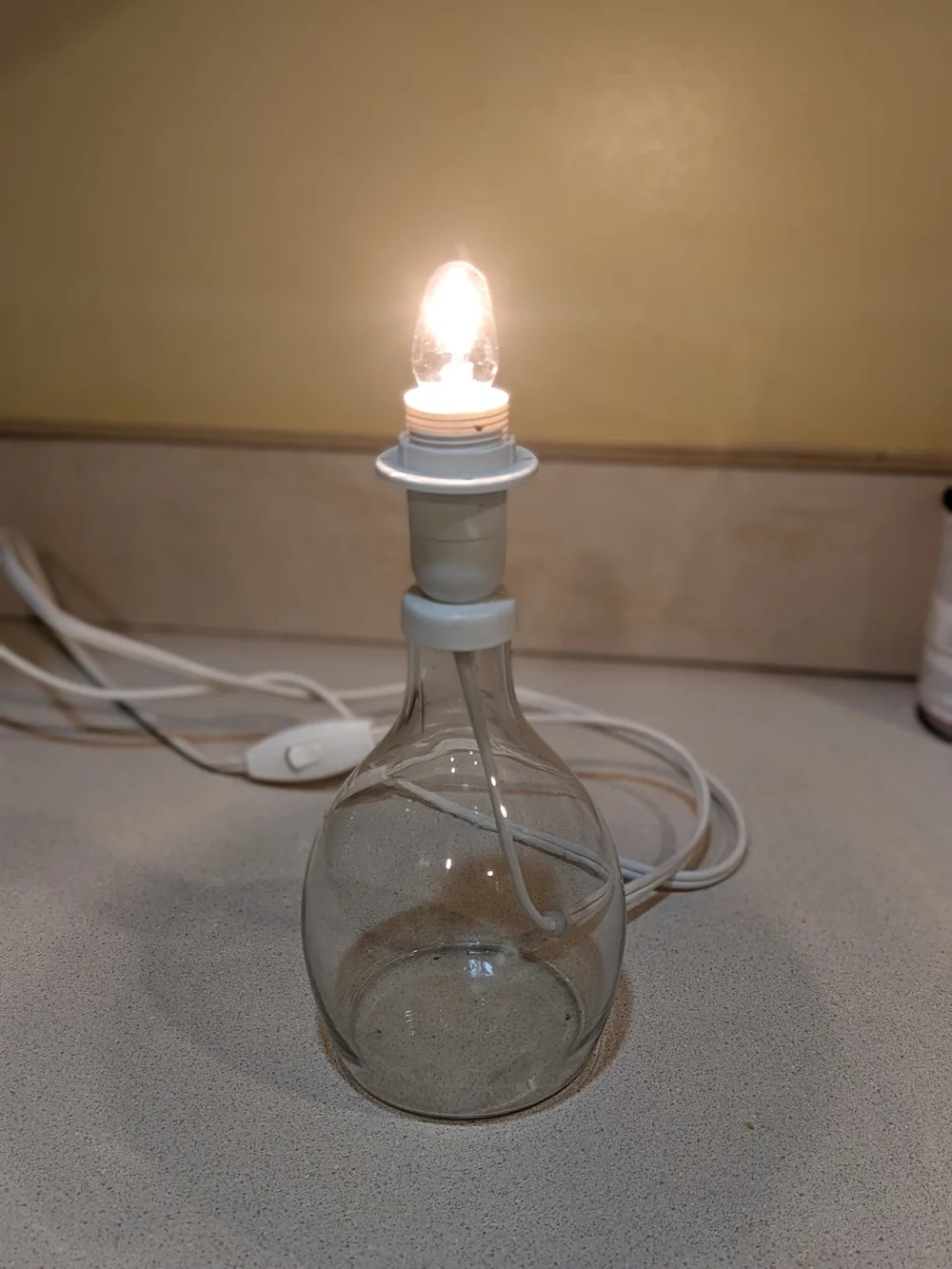 IKEA Clear Glass Bulb-Shaped Pendant Lamp with White Cord